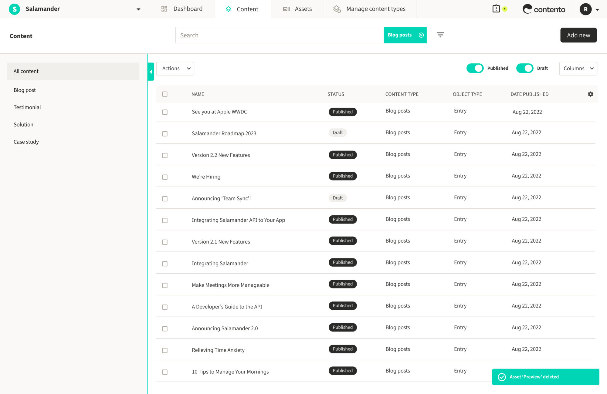 Contentlist light