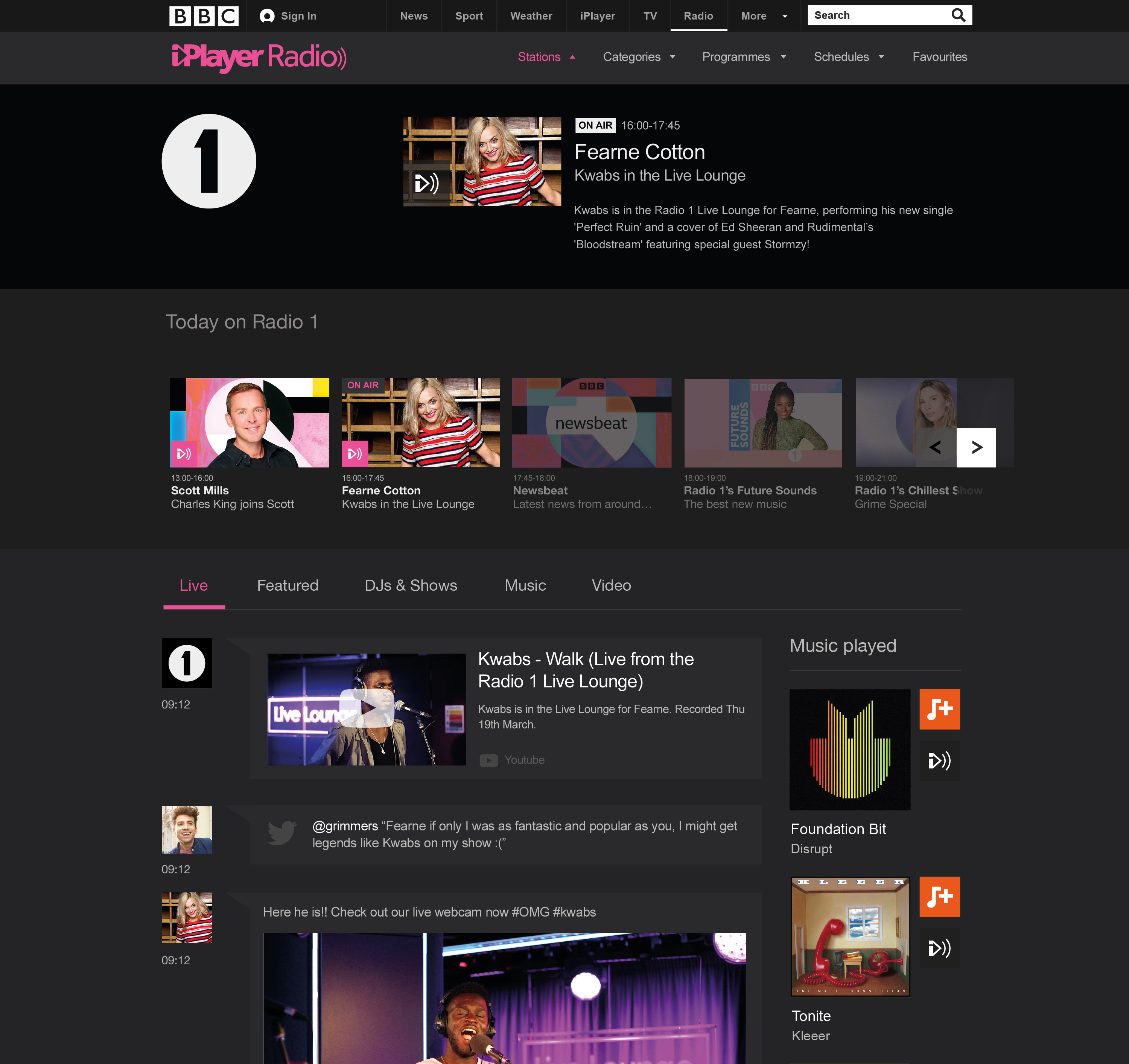 Feed page